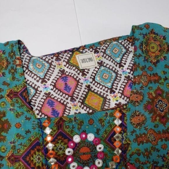 Sand and spirit boho swim dress coverup one size beach pool vacation beaded - Picture 7 of 8